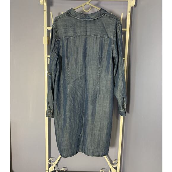 Soft Surroundings Women's Blue Chambray Tencel Button-Down Shirt Dress LG - Picture 4 of 4
